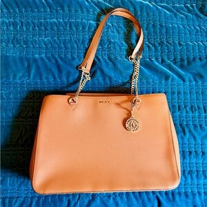 DKNY Camel Shoulder Bag with Chain Straps